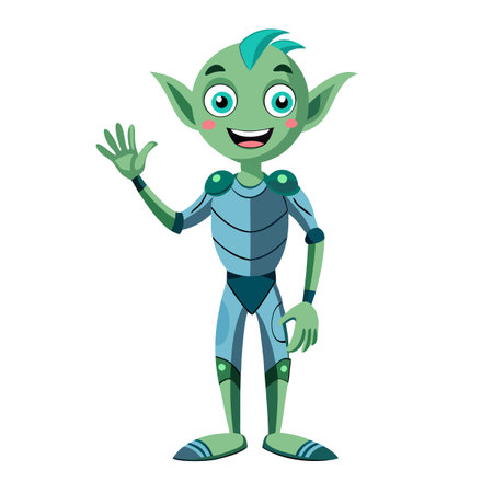 Kind cartoon space visitor character with a pleasant look in vector design illustrationのイラスト素材