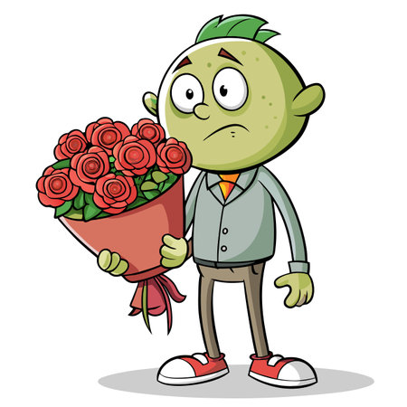 Despairing cartoon affectionate character with a wistful look in vector design illustrationのイラスト素材