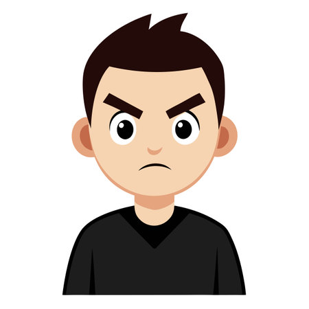 Cartoon minimalist angry face illustration emotion upset mad simple designのイラスト素材