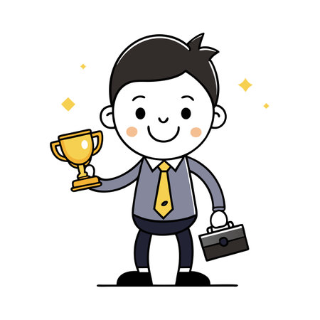 Abstract Figure with Victory Cup A Minimalist Design Vector Illustrationのイラスト素材