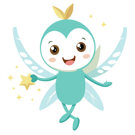 Cartoon Magical Tooth Fairy An Illustration of a Small Fairy with a Lost Toothのイラスト素材