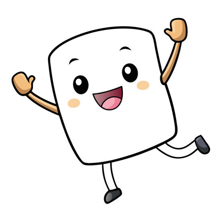 Cartoon bouncy marshmallow illustration with smile simple design sweet happy fluffyのイラスト素材