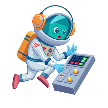 Ambitious Space Explorer Character A Cartoon Astronaut Ready for an Interstellar Journeyのイラスト素材