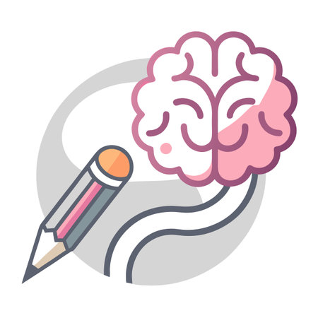 Brainstorming: Pencil and Brain Vector Illustration for Creativity and Innovationのイラスト素材