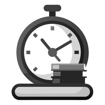 Stopwatch with books: Symbolizing time management, education, and academic study.