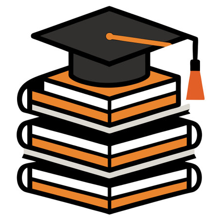 Graduation Cap on Books: Symbol of Education, Success, and Academic Achievementのイラスト素材
