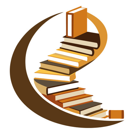 Books as stairs leading upwards, symbolizing knowledge and educational attainment.のイラスト素材