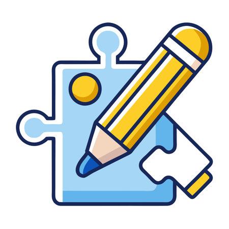 puzzle game with pencil and jigsaw piece isolated icon vector illustration designのイラスト素材