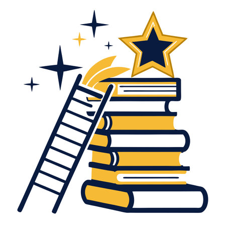 Pile of books with ladder and star. Education concept. Vector illustration.のイラスト素材