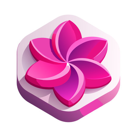 Stylized Pink Flower Icon on Hexagon, Modern Design with Gradient Colorsのイラスト素材