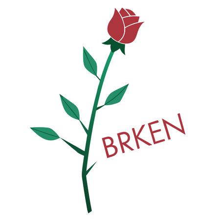Broken Rose Vector Illustration: Symbol of Damage, Loss, and Fragilityのイラスト素材