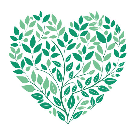 Heart-Shaped Leaf Pattern for Nature, Love, and Healthy Lifestyle Conceptsのイラスト素材