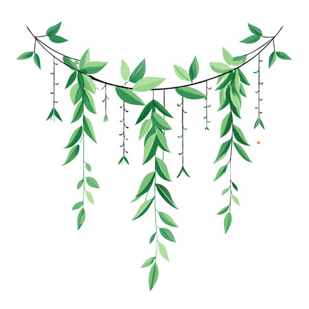 Hanging Greenery Garland - Simple Vector Illustration for Decoration and Designのイラスト素材