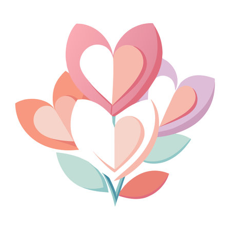 Floral Heart Arrangement: Vector Illustration for Valentine's Day and Wedding Designsのイラスト素材