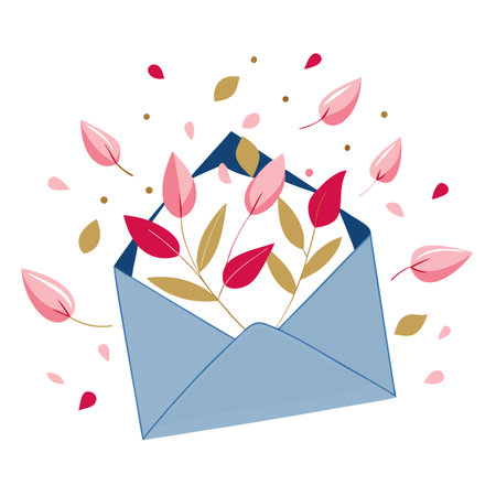 Romantic floral letter illustration with pastel colors for love and appreciationのイラスト素材