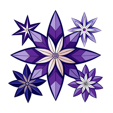 Abstract Purple Flower Arrangement on White Background for Invitations or Graphicsのイラスト素材