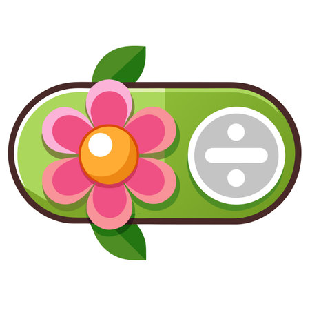 Flower Division Icon: Green Button with Flower and Division Symbolのイラスト素材