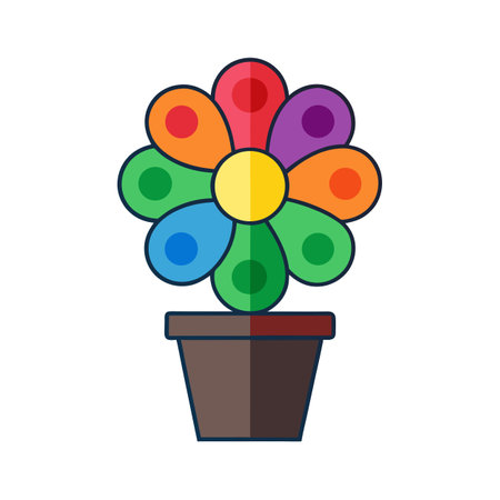 Colorful Flower in Pot Vector Illustration: Graphic, Symbol, Design Elementのイラスト素材