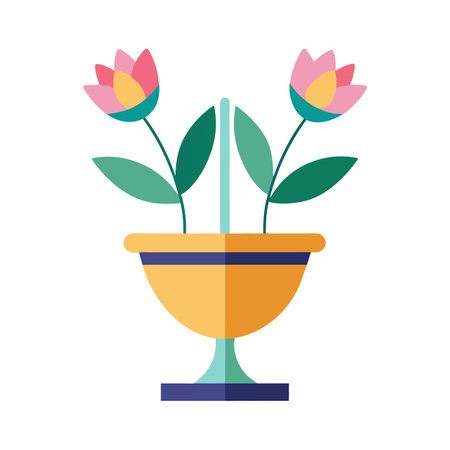 Elegant Flowers in Vase: Minimalist Vector Illustration of Blooming Flowersのイラスト素材