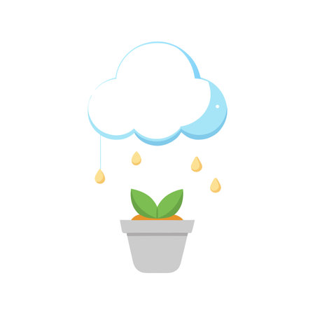 Cloud Watering Plant: Growth, Nurturing, and Environmental Care Illustrationのイラスト素材