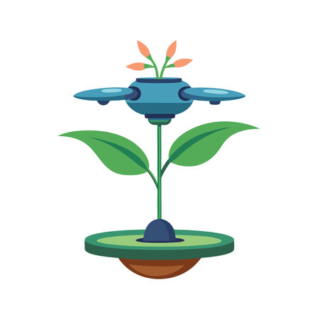 Futuristic Flower Design: Modern Plant Technology Concept Illustrationのイラスト素材