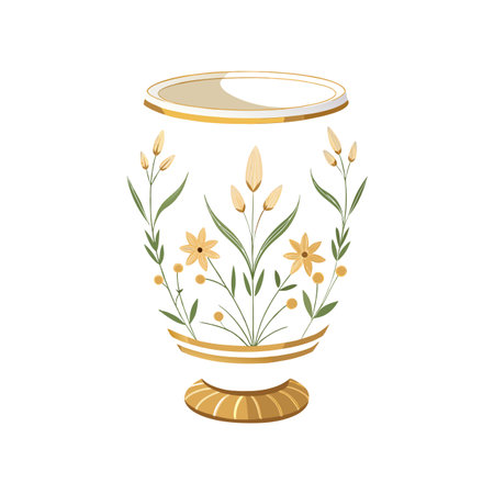 Vintage Vase with Floral Design Illustration for Decoration and Art Projectsのイラスト素材