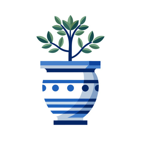 Houseplant in Decorative Vase, Vector Graphic Illustration, Modern Minimalist Styleのイラスト素材