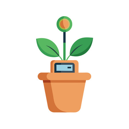 Vector Illustration of a Plant in a Pot with Unique Growing Structureのイラスト素材
