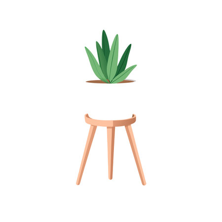Indoor Plant on Stool: Flat Vector Illustration for Home Decorのイラスト素材