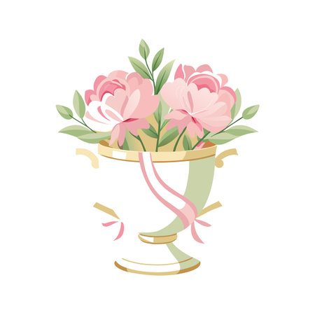 Pink Peonies in Ornate Vase: Vintage Floral Illustration for Printsのイラスト素材