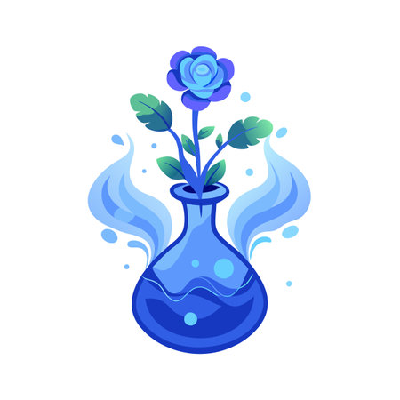 Blue Rose in a Vase with Water Element Graphic Illustrationのイラスト素材