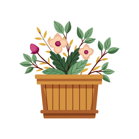 Potted Flowers Illustration: Elegant Floral Arrangement for Decorative and Botanical Designsのイラスト素材