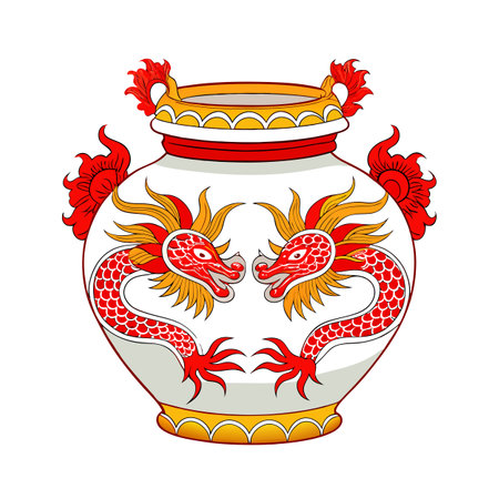 Chinese Dragon Vase Art: A Symbolic Depiction of Traditional Eastern Aestheticsのイラスト素材