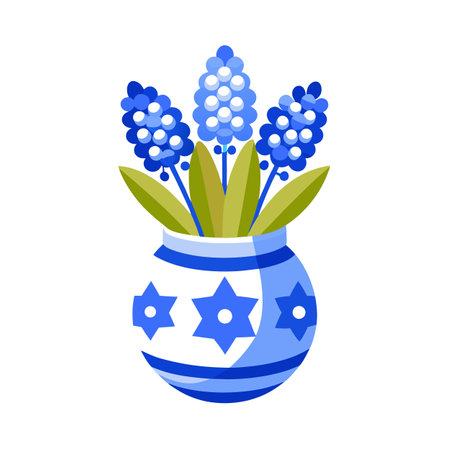 Hyacinth Flowers in Star of David Vase: Springtime Floral Artのイラスト素材