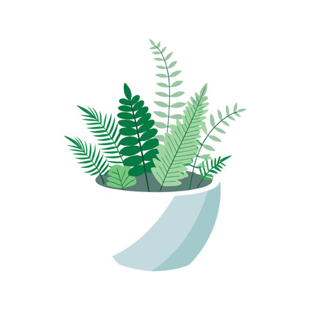 Minimalist Fern Plant in a Pot, Vector Illustration for Decorのイラスト素材