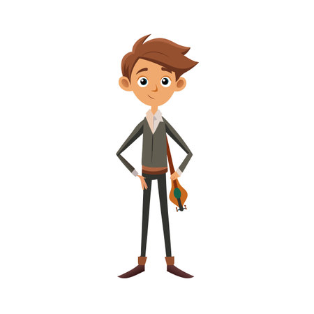 Cartoon Boy with Musical Instrument: Vector Illustration for Design Projectsのイラスト素材