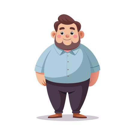 Cartoon Man Standing, Vector Illustration of a Friendly Adult Characterのイラスト素材