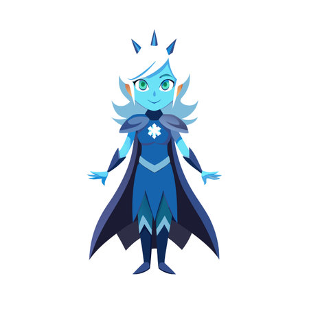 Ice Queen Cartoon Character with Crown and Cape Illustration Artのイラスト素材
