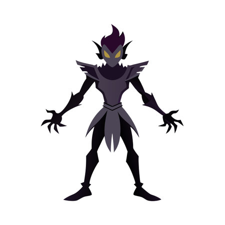 Stylized Shadow Elf Character in Striking Pose with Geometric Designのイラスト素材