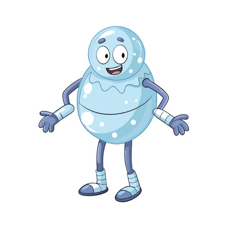 Cartoon Ice Ball Character with a Big Smile and Open Armsのイラスト素材