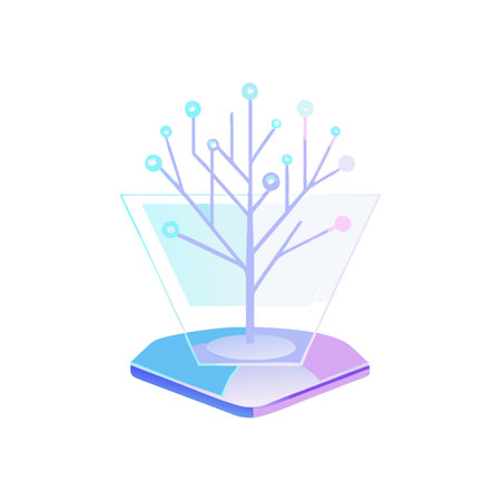 Modern Digital Tree Illustration on Geometric Platform for Technology Conceptsのイラスト素材