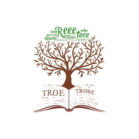 Tree of Knowledge: An open book with a tree as a concept illustration