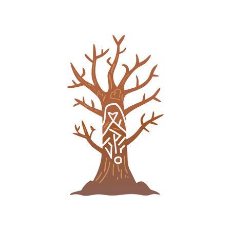 Yggdrasil: Mystical Norse Tree with Runes, Symbol of Connection and Wisdomのイラスト素材