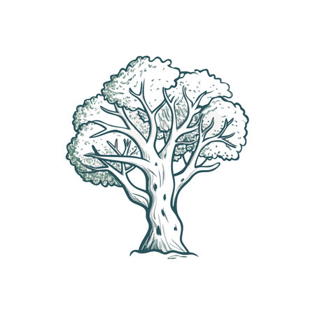 Hand-drawn Tree Illustration: Nature, Artwork, Botanical Sketch, Isolated Vector Artのイラスト素材