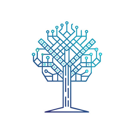 Digital Tree Technology Network Connection Concept Blue Gradient Design Illustrationのイラスト素材