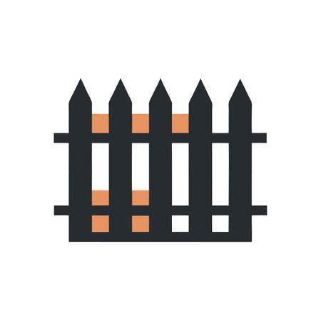 Simple Geometric Fence Icon with Square Openings and Pointed Topsのイラスト素材