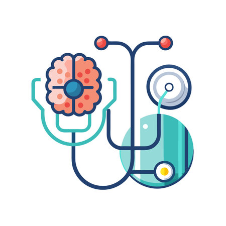 Brain Health Checkup: Stethoscope and Brain Illustration for Medical Conceptsのイラスト素材