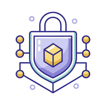 Blockchain Security Padlock Icon: Secure Digital Data with Blockchain Technologyのイラスト素材