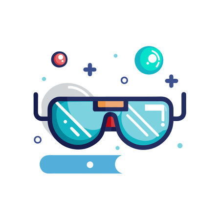 Safety Glasses Vector Illustration with Bright Colors and Geometric Elementsのイラスト素材