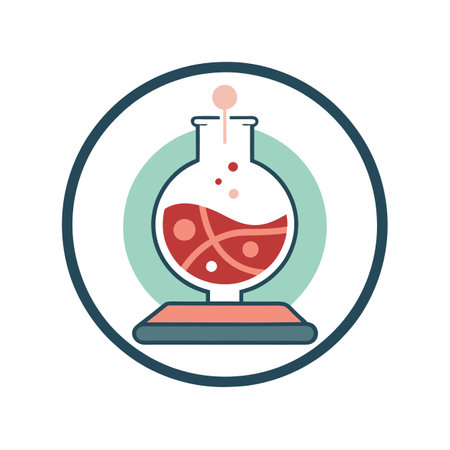Laboratory Flask Icon in Teal Circle: Science, Experiment, and Innovationのイラスト素材